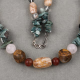 Multi-Gemstone Natural Multi-Agate Beads Necklace for Women in Silver Gift for Mom Gemstone Necklace