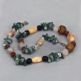 Multi-Gemstone Natural Multi-Agate Beads Necklace for Women in Silver Gift for Mom Gemstone Necklace