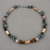 Multi-Gemstone Natural Multi-Agate Beads Necklace for Women in Silver Gift for Mom Gemstone Necklace