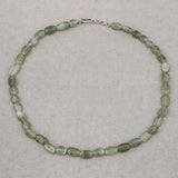 Natural Green Jade Beads Necklace for Women in Silver Beaded Raw Gemstone Necklace