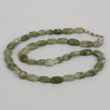 Natural Green Jade Beads Necklace for Women in Silver Beaded Raw Gemstone Necklace