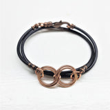 Copper Double Infinity Gender Neutral Leather Wrap Bracelet