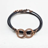 Copper Double Infinity Gender Neutral Leather Wrap Bracelet