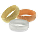 Cherish Mesh Bangle Bracelet Trio of Gold Rose Gold Silver in 3 Sizes
