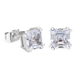 Brilliant Asscher Cut Diamond Stud Earrings Earrings White Gold S925 