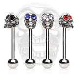 316L Surgical Steel Barbell with a Skull Top by Fashion Hut Jewelry