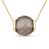 14K Yellow Gold Plated 13.01 Carat Genuine Smoky Quartz .925 Sterling Silver Pendant