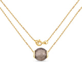 14K Yellow Gold Plated 13.01 Carat Genuine Smoky Quartz .925 Sterling Silver Pendant