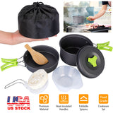 9Pcs Camping Cooking Ware Set Camping Stove Cookware Kit Aluminum Pot Pans Set for Hiking Picnic Outdoor