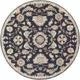 Copen Black Floral Wool Rug