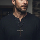 Handmade Large Copper and Silver Wire Cross Necklace for Men