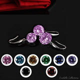 Colorful Diamond in the Sky - Drilled Crystal Diamond in S/M/L on a 925 Sterling Silver Hook Earrings