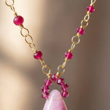 Lilac Jade Drop Gemstone Wire Wrapped Gold Filled Necklace