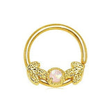 Gold Golden Leaf and Opal Seamless Ring / Septum Ring by Fashion Hut Jewelry