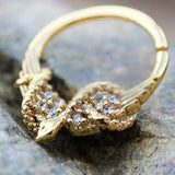Gold Plated Jeweled Wings and Snake Seamless Ring / Septum Ring by Fashion Hut Jewelry
