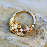 Gold Plated Jeweled Flower Field Seamless Ring by Fashion Hut Jewelry