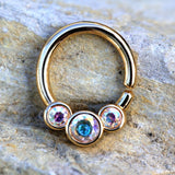 Gold Plated Triple Aurora Borealis CZ Seamless Ring by Fashion Hut Jewelry