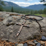 Handmade Large Copper and Silver Wire Cross Necklace for Men