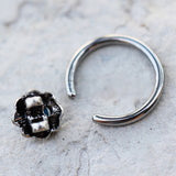 316L Stainless Steel Turquoise Flower Snap-in Captive Bead Ring by Fashion Hut Jewelry