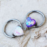 Synthetic Opal Heart Snap-in Captive Bead Ring / Septum Ring by Fashion Hut Jewelry