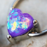 Synthetic Opal Heart Snap-in Captive Bead Ring / Septum Ring by Fashion Hut Jewelry