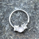 316L Stainless Steel Ornate Multi-Jeweled Seamless Ring / Septum Ring by Fashion Hut Jewelry