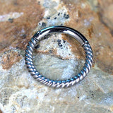 316L Stainless Steel Rope Design Seamless Clicker Ring / Septum Jewelry by Fashion Hut Jewelry