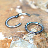 316L Stainless Steel Rope Design Seamless Clicker Ring / Septum Jewelry by Fashion Hut Jewelry