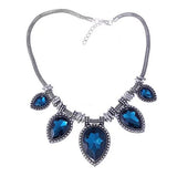 BeYOUtiful Crystal and Antique Silver Style Statement Necklace