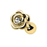 Gold Diamond Rose Cartilage Earring Cartilage Piercing Jewelry by Fashion Hut Jewelry