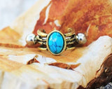 Antique Gold Cartilage Ear Cuff with Oval Turquoise Stone by Fashion Hut Jewelry