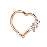 Annealed Rose Gold Jeweled Heart Cartilage Earring by Fashion Hut Jewelry
