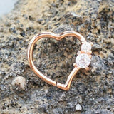 Annealed Rose Gold Jeweled Heart Cartilage Earring by Fashion Hut Jewelry