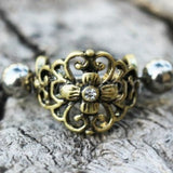 Antique Gold Gemmed Floral Cartilage Ear Cuff by Fashion Hut Jewelry