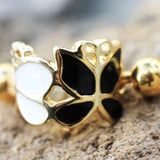 Gold Plated Black and White Butterfly Cartilage Ear Cuff by Fashion Hut Jewelry
