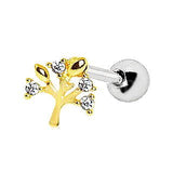 Yellow Gold Sparkling Tree of Life Cartilage Earring by Fashion Hut Jewelry