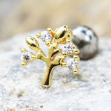 Yellow Gold Sparkling Tree of Life Cartilage Earring by Fashion Hut Jewelry