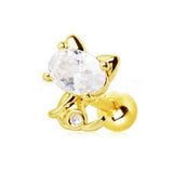 Gold Jeweled Kitty Cat Cartilage Earring by Fashion Hut Jewelry