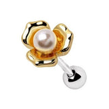 Gold Plated Pearl Flower Cartilage Earring by Fashion Hut Jewelry