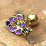 Gold Plated Lavender Flower Cartilage Earring by Fashion Hut Jewelry