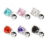 316L Surgical Steel Prong Set Round CZ Cartilage Earrings by Fashion Hut Jewelry