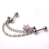 Silver CZ Star Cartilage Earring - Pink by Fashion Hut Jewelry