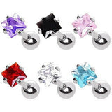 316L Surgical Steel Prong Set Square CZ Cartilage Earring by Fashion Hut Jewelry