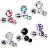 316L Surgical Steel Triple Round CZ Cartilage Earring by Fashion Hut Jewelry