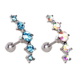 316L Surgical Steel Curved Five CZ Cartilage Earring by Fashion Hut Jewelry