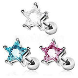 316L Surgical Steel Star CZ Stud Cartilage Earring by Fashion Hut Jewelry