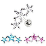 316L Surgical Steel Triple Star Cartilage Earring by Fashion Hut Jewelry