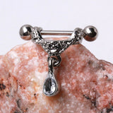 Celtic Floral Tiara Ear Cuff with Tear Drop Dangle by Fashion Hut Jewelry