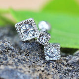 316L Stainless Steel Art of Brilliance Triple Square Drop Cartilage Earring by Fashion Hut Jewelry