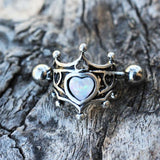 316L Stainless Steel Medieval Design Heart Crown Cartilage Cuff Earring by Fashion Hut Jewelry